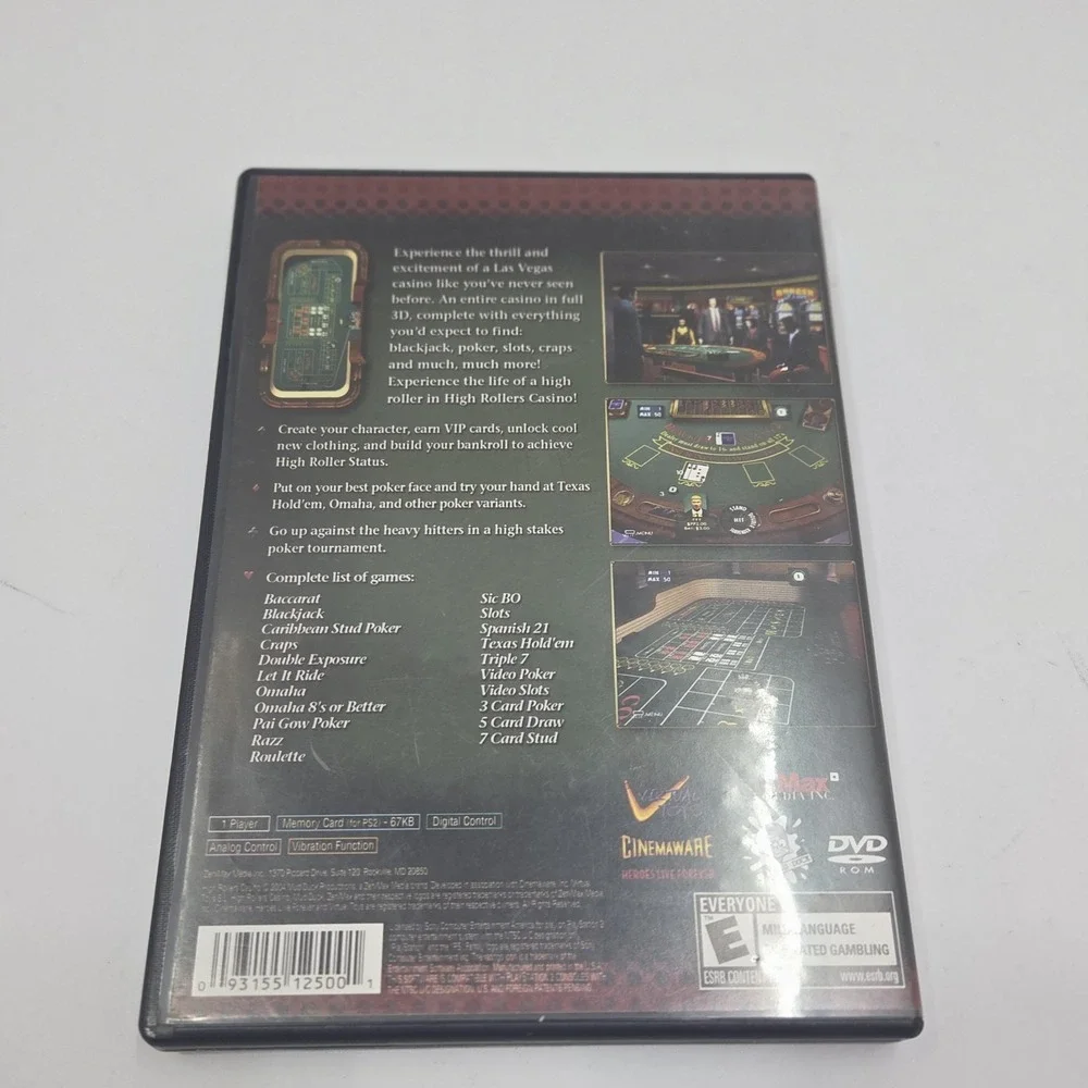 High Rollers Casino PS2 Game PlayStation 2 Complete with Manual Authentic